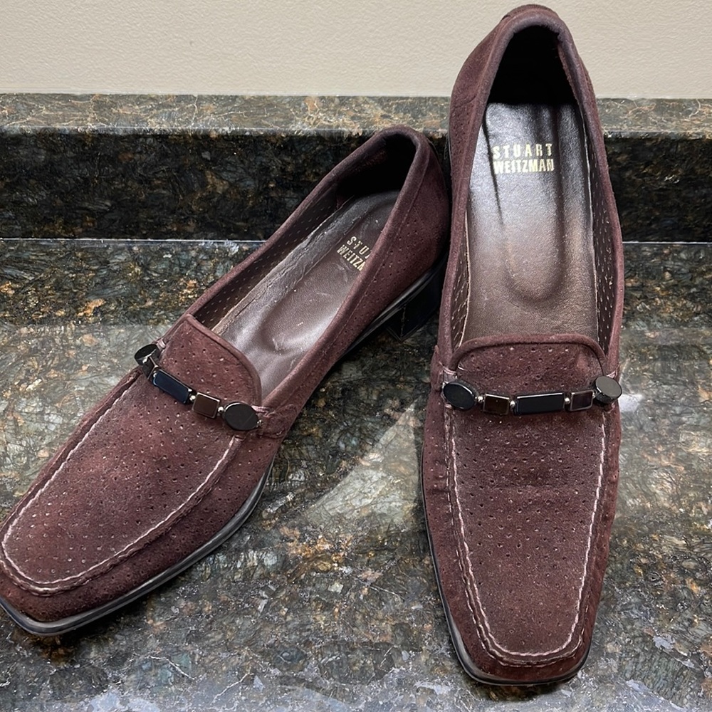 Stuart Weitzman Brown Suede Loafer, 9 1/2 N